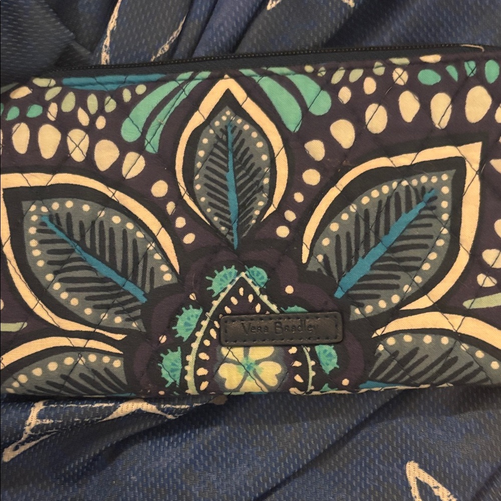Vera Bradley Navy and Teal Floral Wallet
